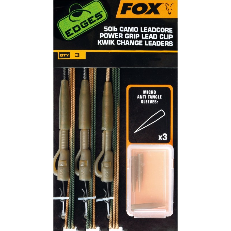 Przypon FOX Camo Leadcore Power Grip Lead Clip Kwik Change 23kg 75cm CAC754