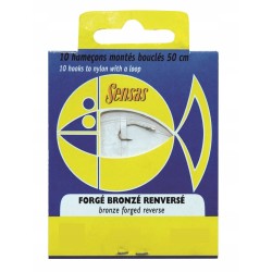 SENSAS HACZYKI Z PRZYPONEM FORGE BRONZE Rozmiar 7  0,20 mm 50cm 10 sztuk 55409