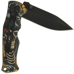 Nóż rozkładany z motywem czaszki i róż 666  K-LK-666