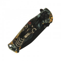 Nóż rozkładany z motywem czaszki i róż 666  K-LK-666