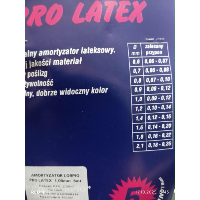 LORPIO AMORTYZATOR LATEXOWY PRO LATEX 5M 0,9MM  AL-AL004