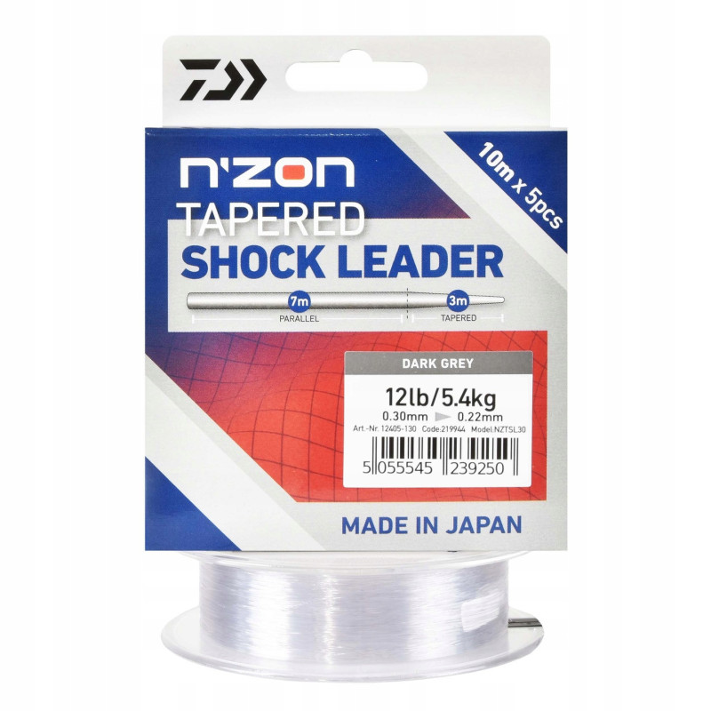 Przypon strzałowy koniczny Daiwa N'Zon 0,22-0,30mm 10m 5,4kg 5szt.12405-130