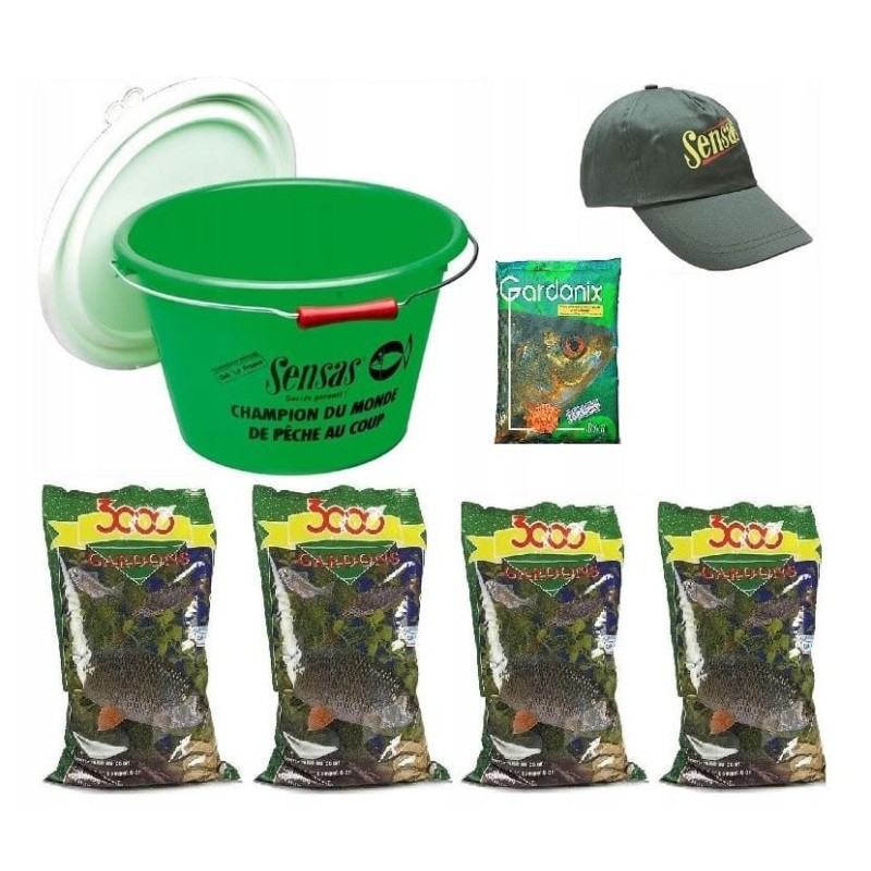 Sensas Zestaw 4 zanęt Gardons, atraktor, wiadro i czapka
