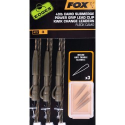 Fox Edges Submerge Camo Leader Lead Clip Kwik Change 40lb Kit x3 CAC714