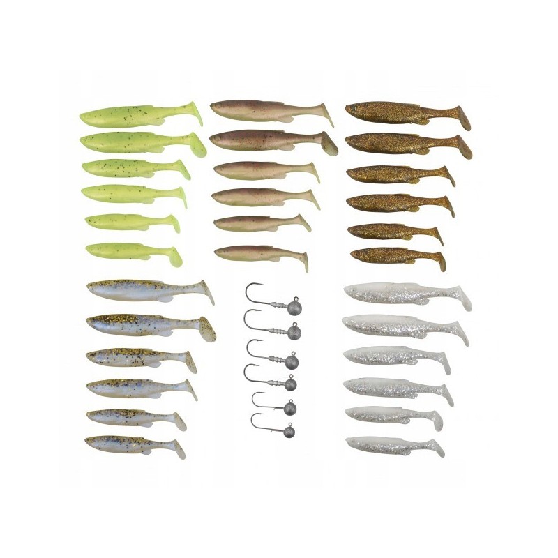 Zestaw gum i główek Savage Gear Fat Minnow T-Tail 50376