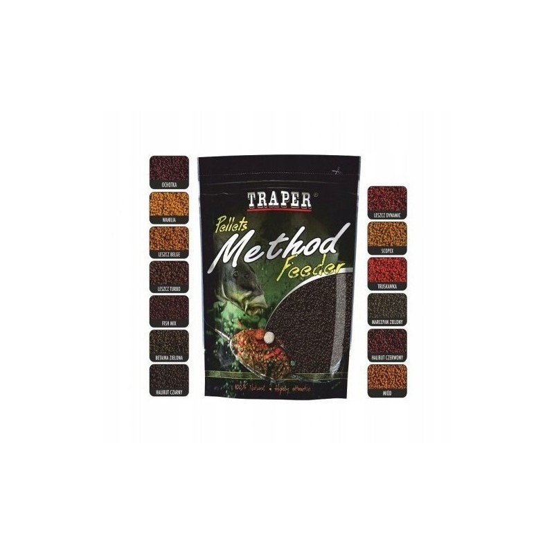 TRAPER Method Feeder Pellet Halibut czerwony 2mm 500G 04211
