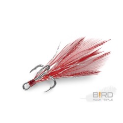 Delphin B!RD Hook TRIPLE / 3szt. CZERWONE PIORKA ROZM 8